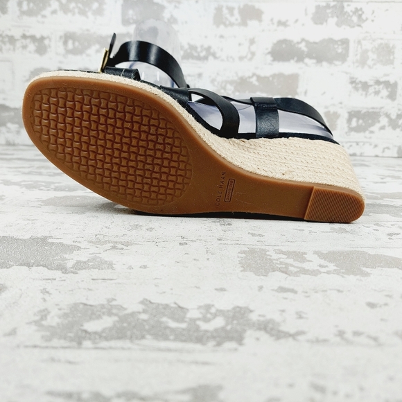 NEW Cole Haan Crystal Pink Leather Buckle Sling Back Summer Wedge Sandals T332 - Picture 8 of 12